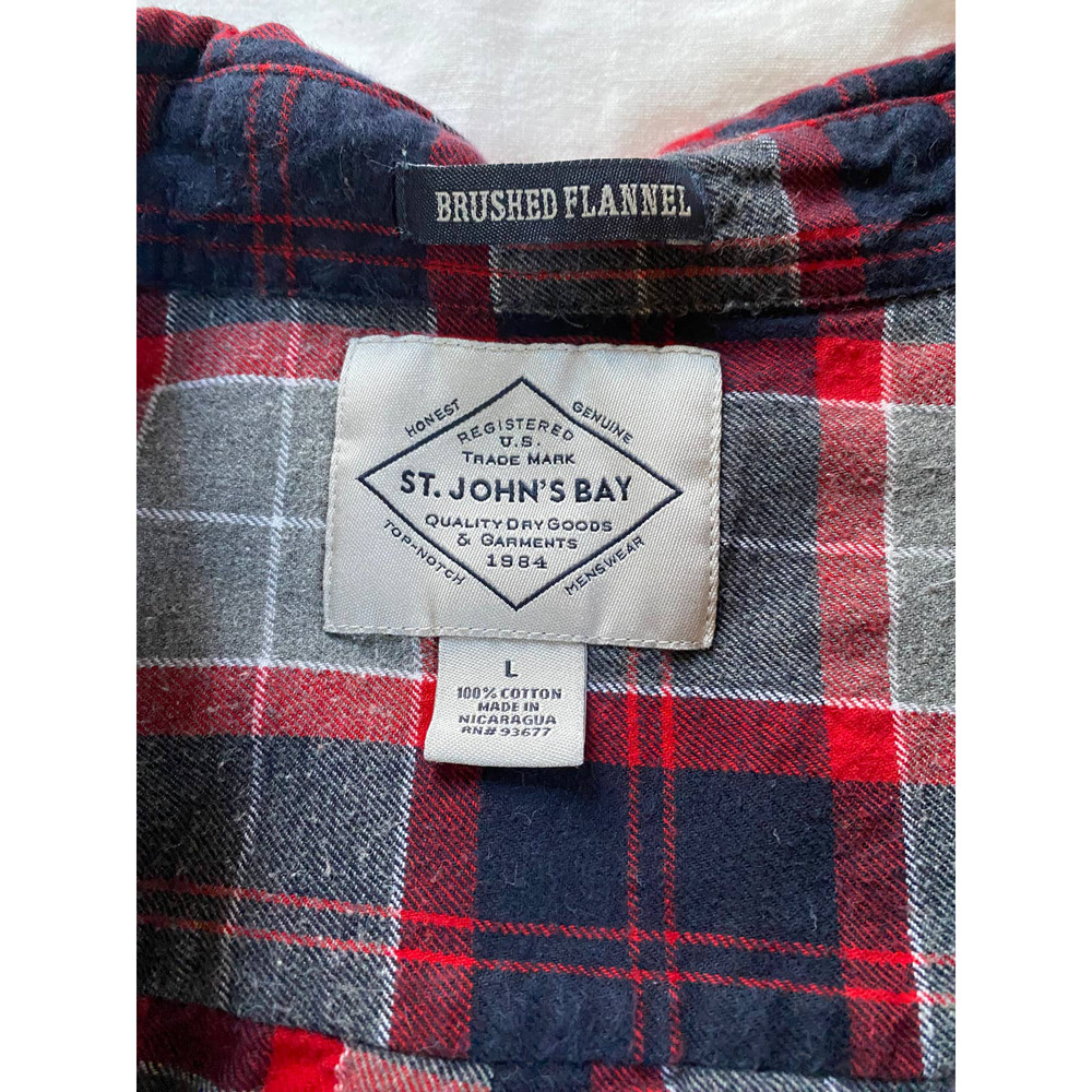 St. Johns Bay Mens Red and Gray Flannel Shirt - Picture 2 of 4